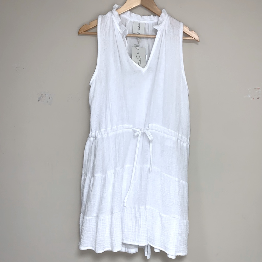 Joie | Dresses | Nwt Joie White Linen Look Resort Dress Boho Women Xl Beach  Pool Cover Tie Waist | Poshmark